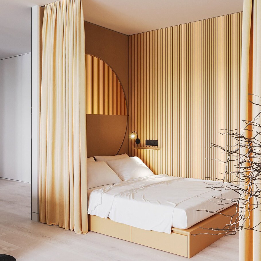 Спальня за перегородкой