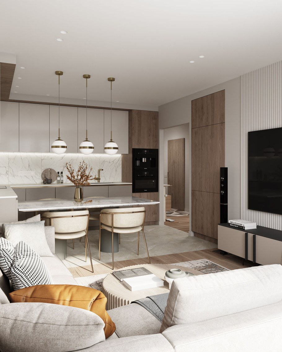 Красивые кухни гостиные