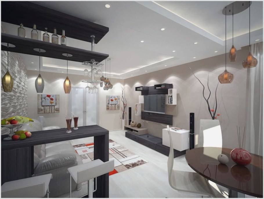 Гостиная с барной стойкой