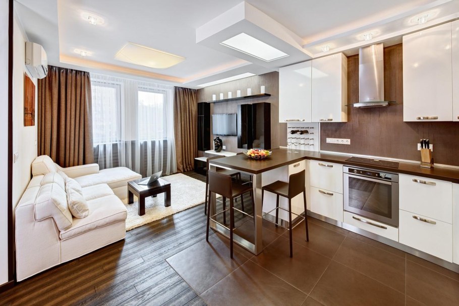 Кухня гостиная 25 кв квадратная