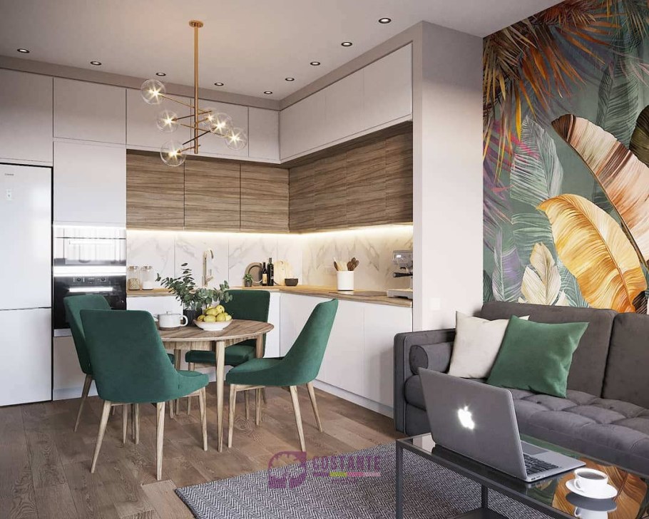 Современные кухни гостиные