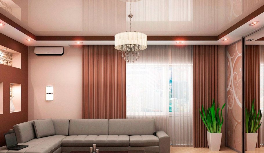 Натяжные потолки гостиная 18кв