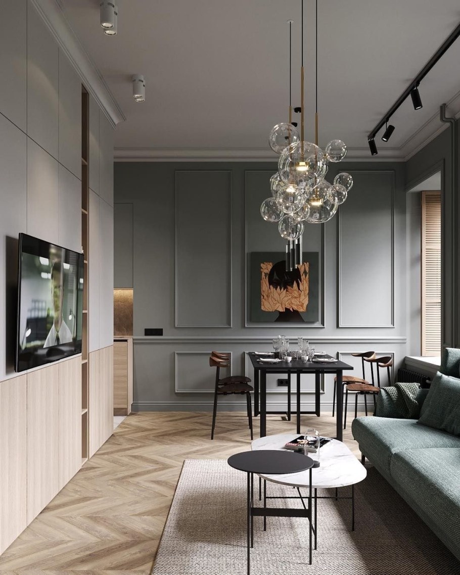 Трековые светильники в классическом интерьере