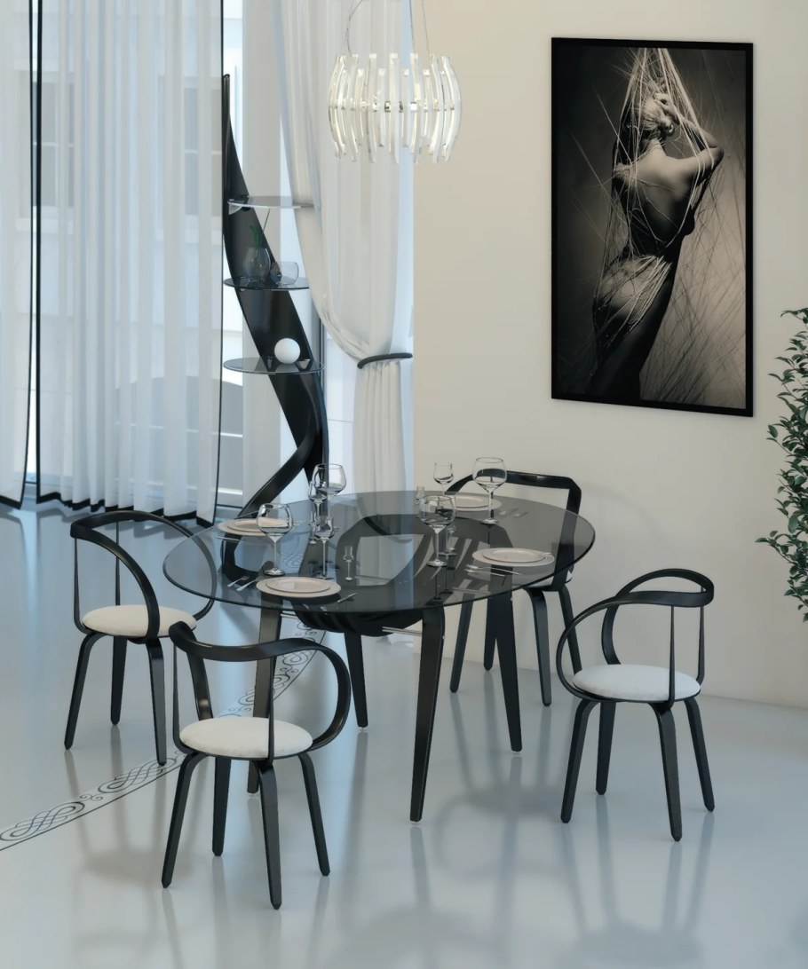 Стеклянный стол в интерьере