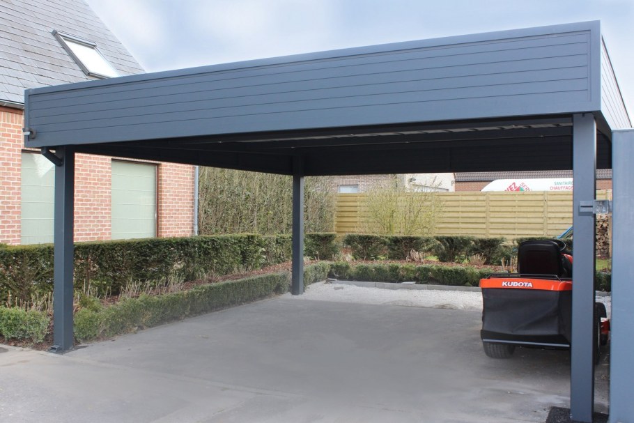 Навес для авто с прямой крышей