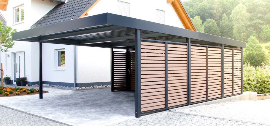 Металлический навес для машины