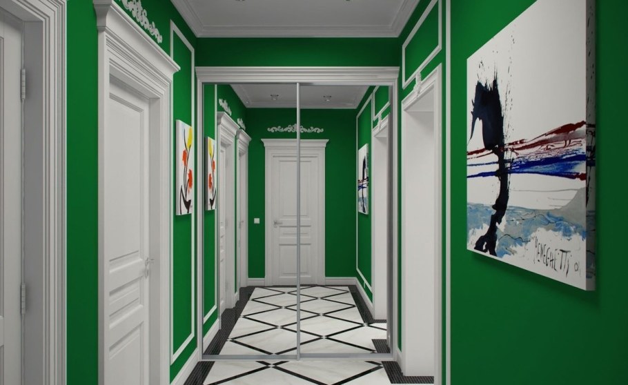 Зеленая прихожая интерьер