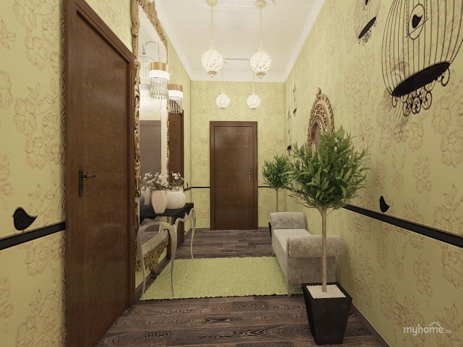 Прихожая в оливковом цвете