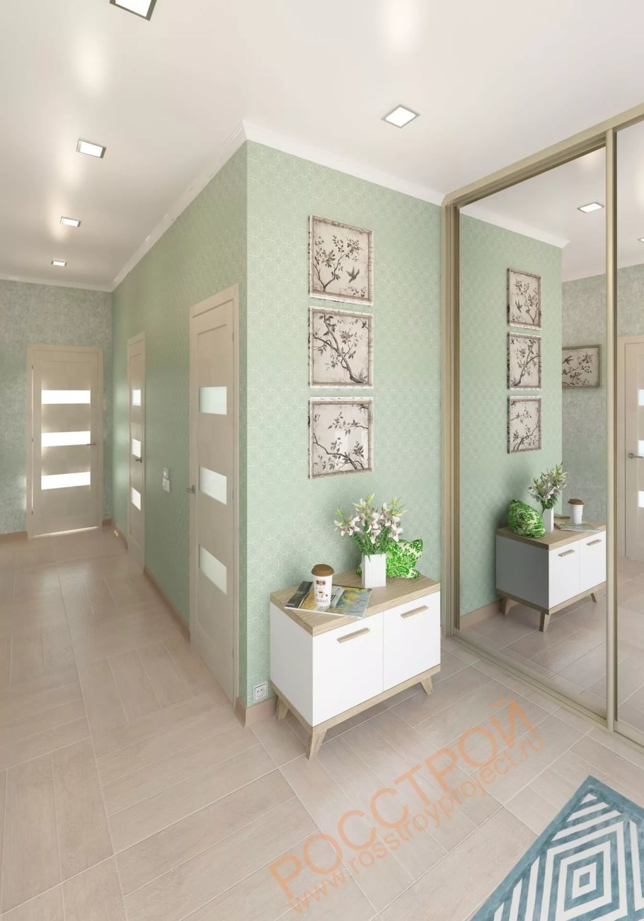 Фисташковый цвет стен в коридоре