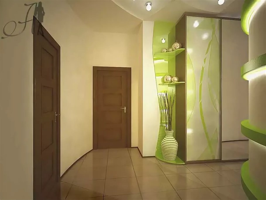 Прихожая в зеленом цвете