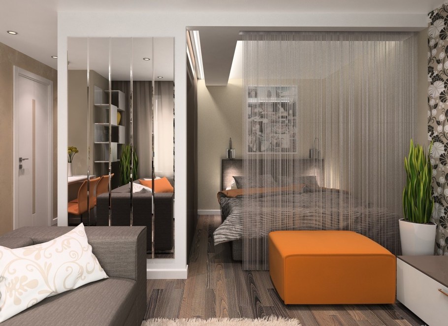 Разделение зоны спальни и гостиной