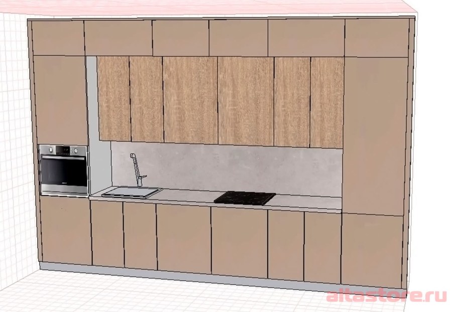 Прямая кухня с антресолями