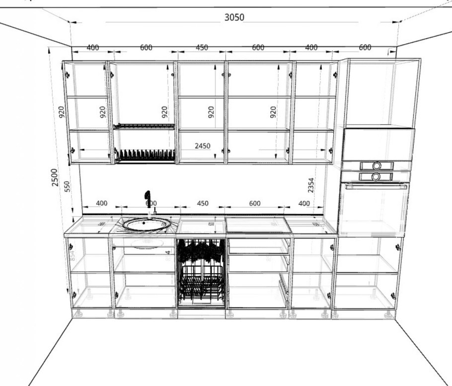 Модена 1800 кухня чертеж