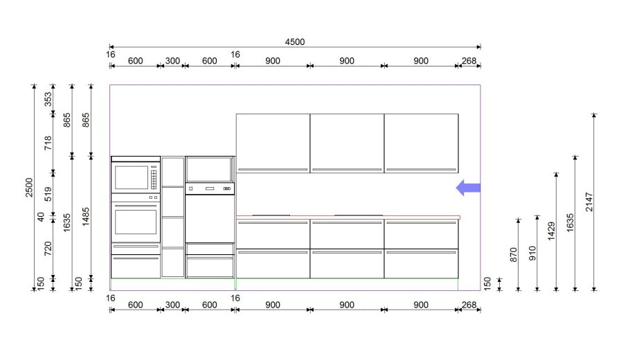 Стандартная высота верхних кухонных шкафов