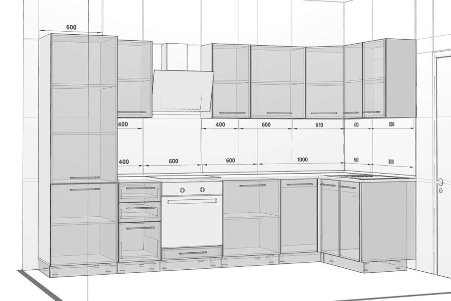 Проект кухни угловой