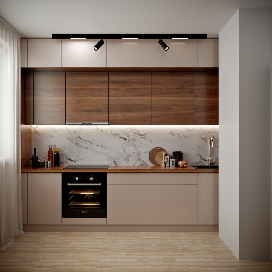 Антресольная кухня прямая