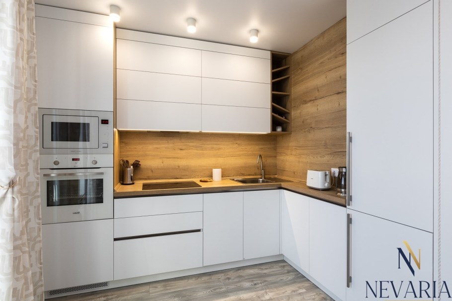 Угловая кухня без ручек