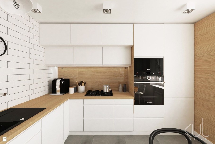 Белая кухня икеа Воксторп с деревянной столешницей