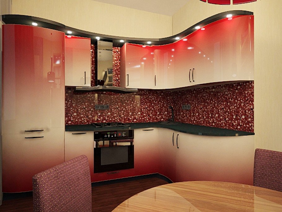 Кухня закругленная угловая