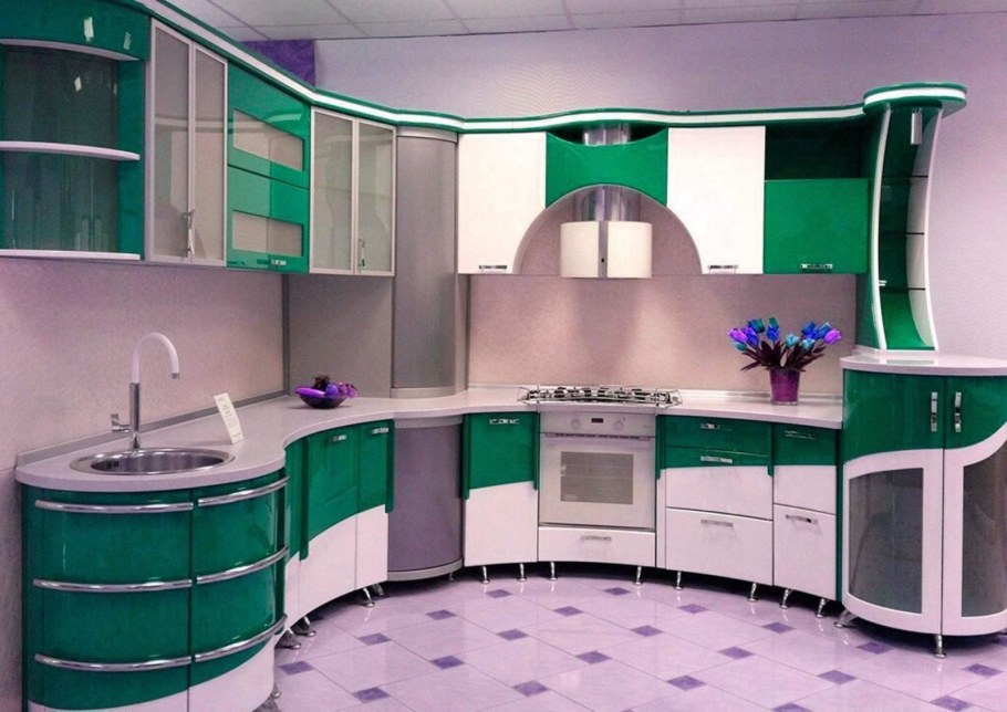 Радиусные кухни угловые