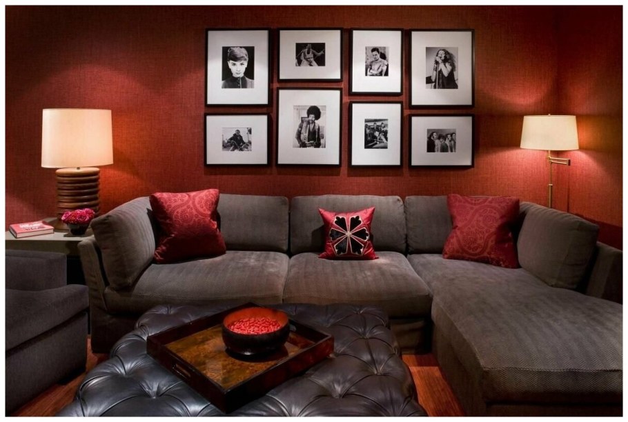 Красные стены в интерьере