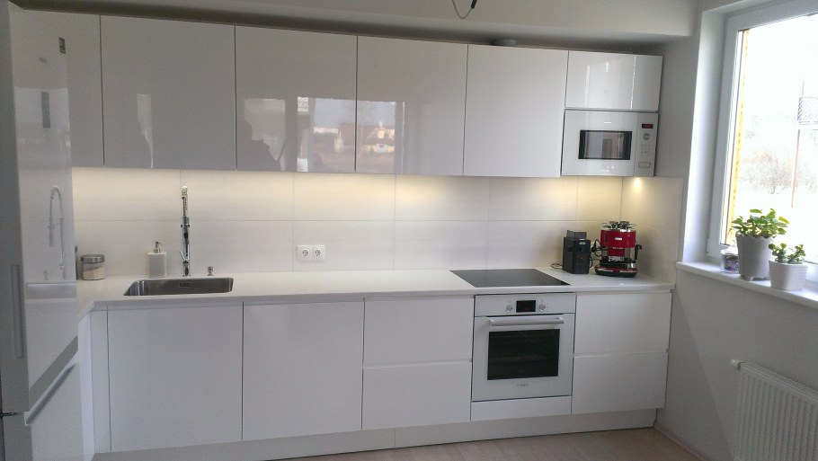 Белая глянцевая кухня