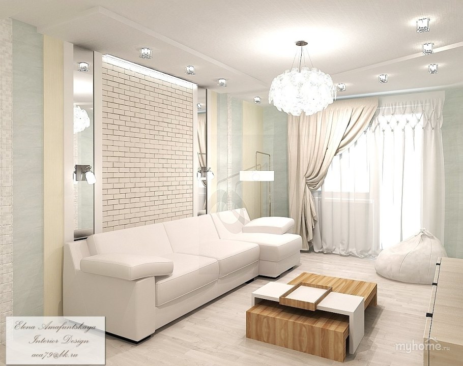 Спальня гостиная в светлых тонах