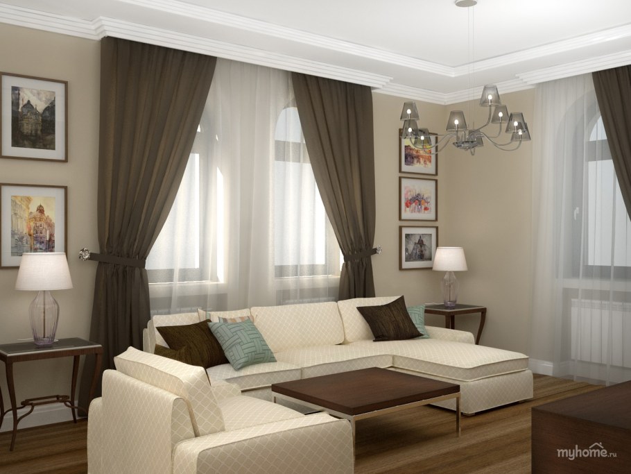 Интерьер гостиной в частном доме бюджетный вариант