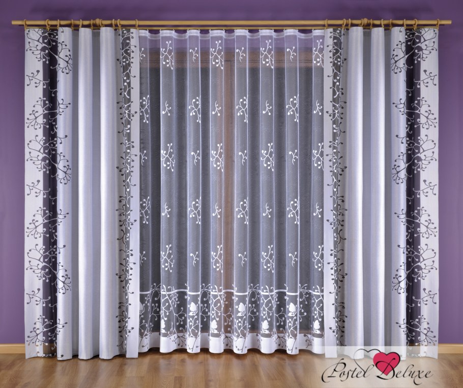 Комплект штор 5929 "Зоя": тюль ш 300 х в 250 см, шторы ш 150 х в 250 см