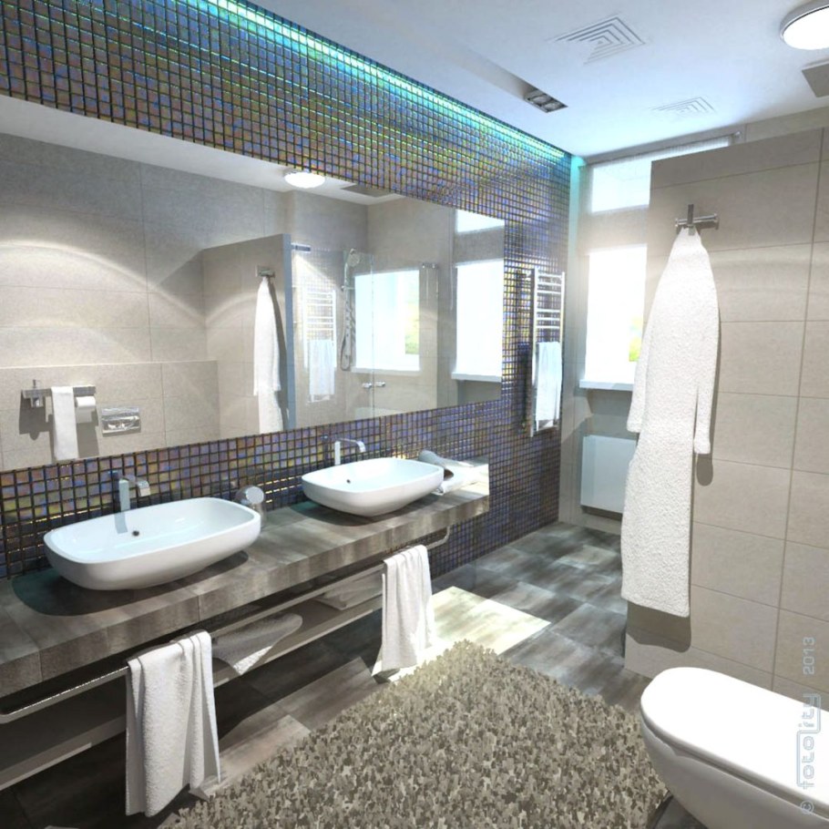 Большая ванная комната в частном доме