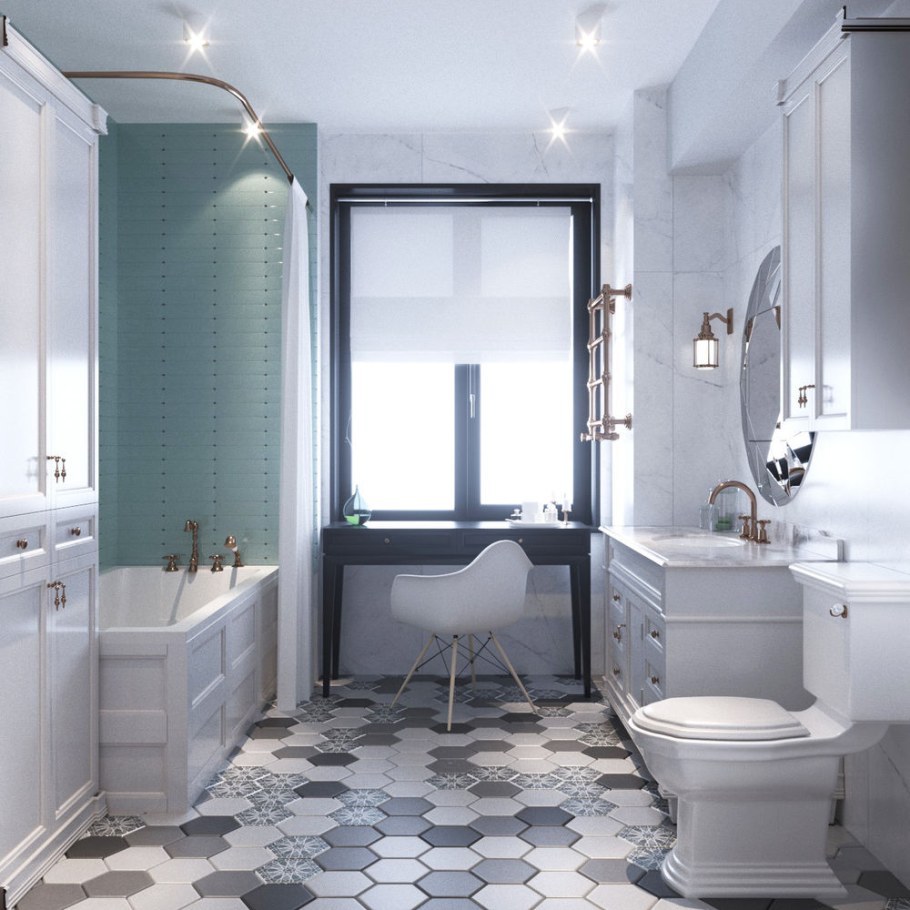 Интерьер санузла с окном