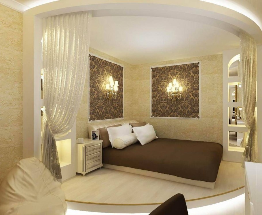 Интерьер комнаты с нишей