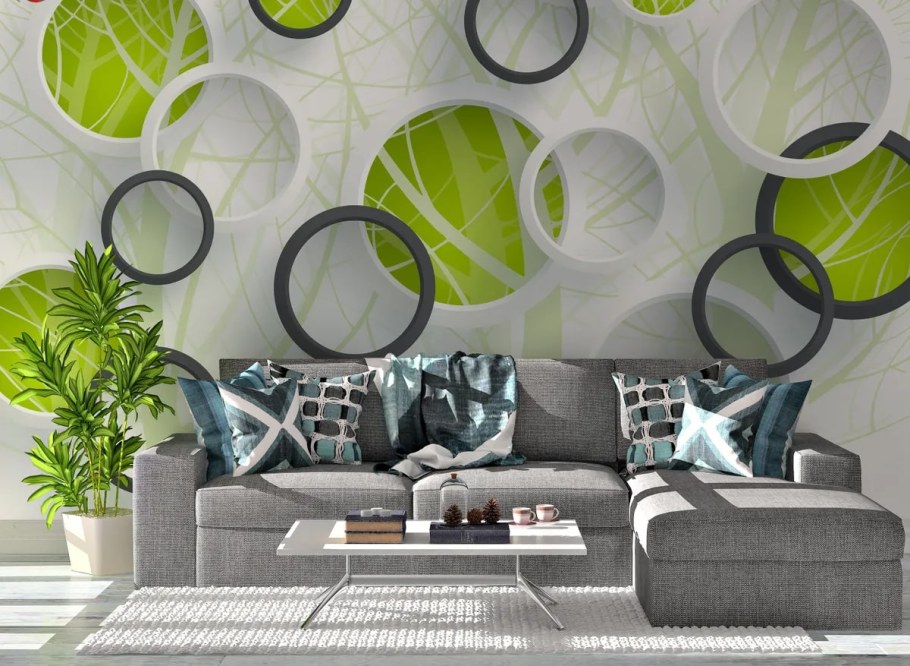 Фотообоев круги в интерьере