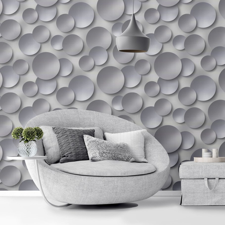 Обои флизелиновые «3d круги» серые 1.0 м 10360-04 Артекс