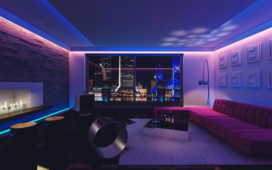 Комната с неоновой подсветкой