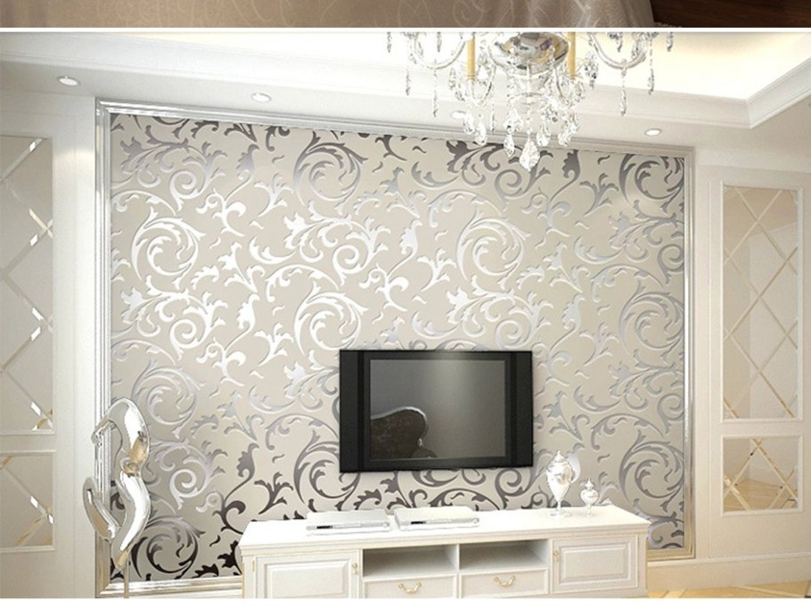 Комбинированные обои для гостиной