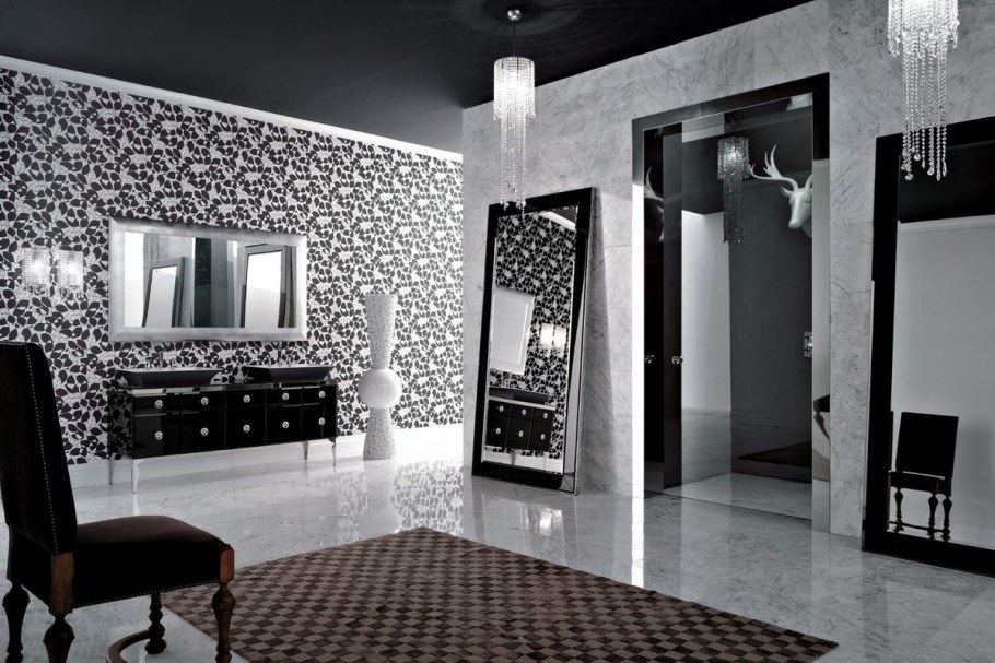 Мраморные обои в интерьере