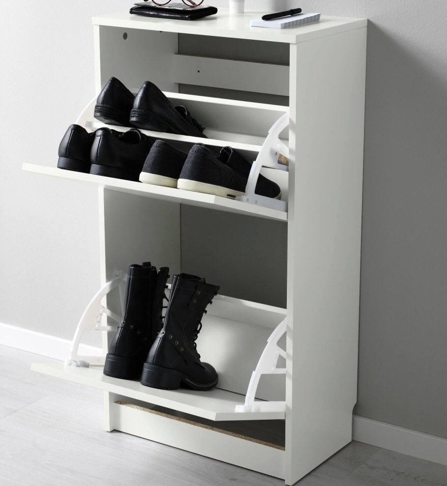 ХЕМНЭС галошница с 2 отделениями, белый, 89x127 см