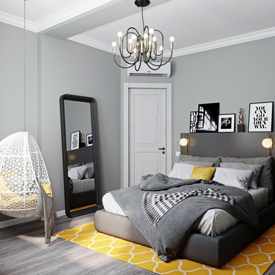 Спальня в сером цвете дизайн