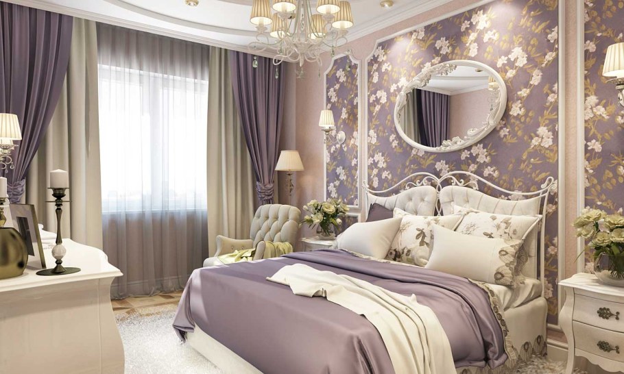 Спальня в сиреневом стиле