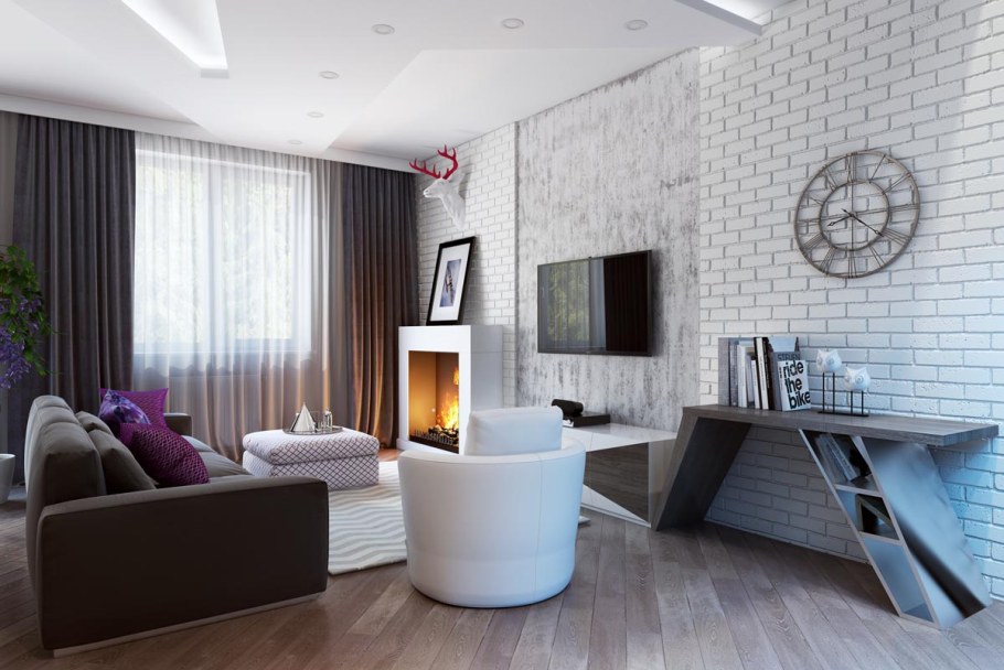 Серый интерьер гостиной