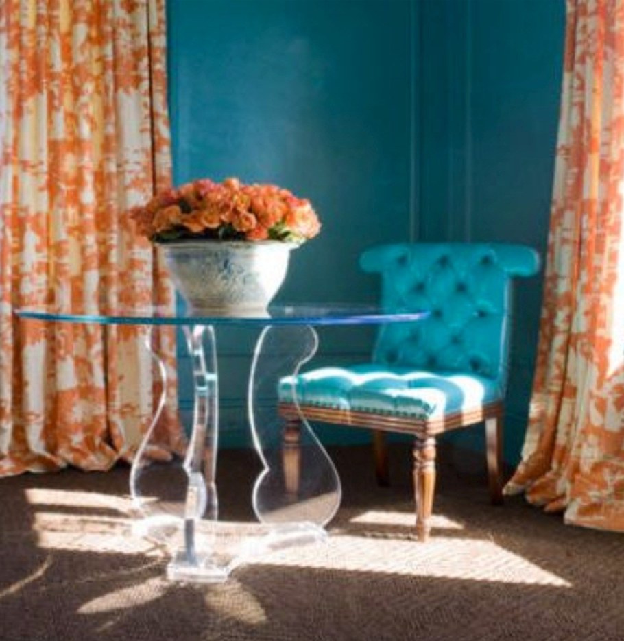 Оранжевый бирюзовый белый коричневый в интерьере