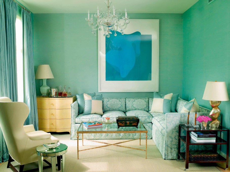 Гостиная в бирюзовом цвете
