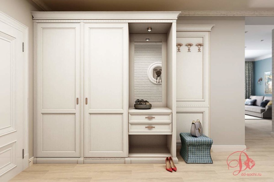 Шкаф прихожая "Неоклассика" цвет патина