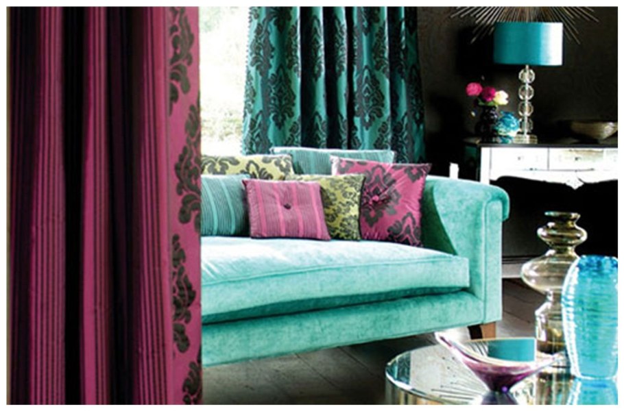 Сочетания цветов в интерьере бирюзовый