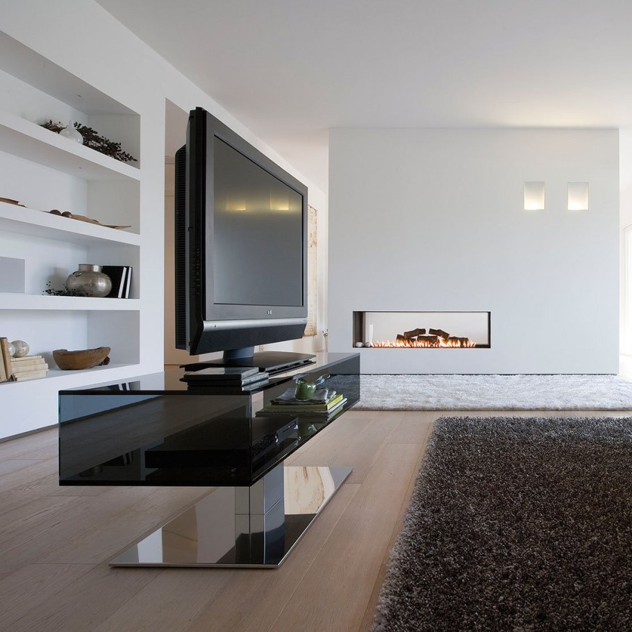 Парящая тумба под телевизор в современном