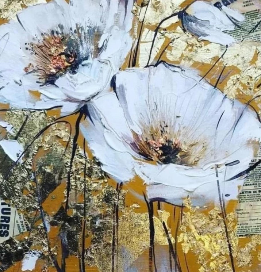 Маки мастихином с поталью