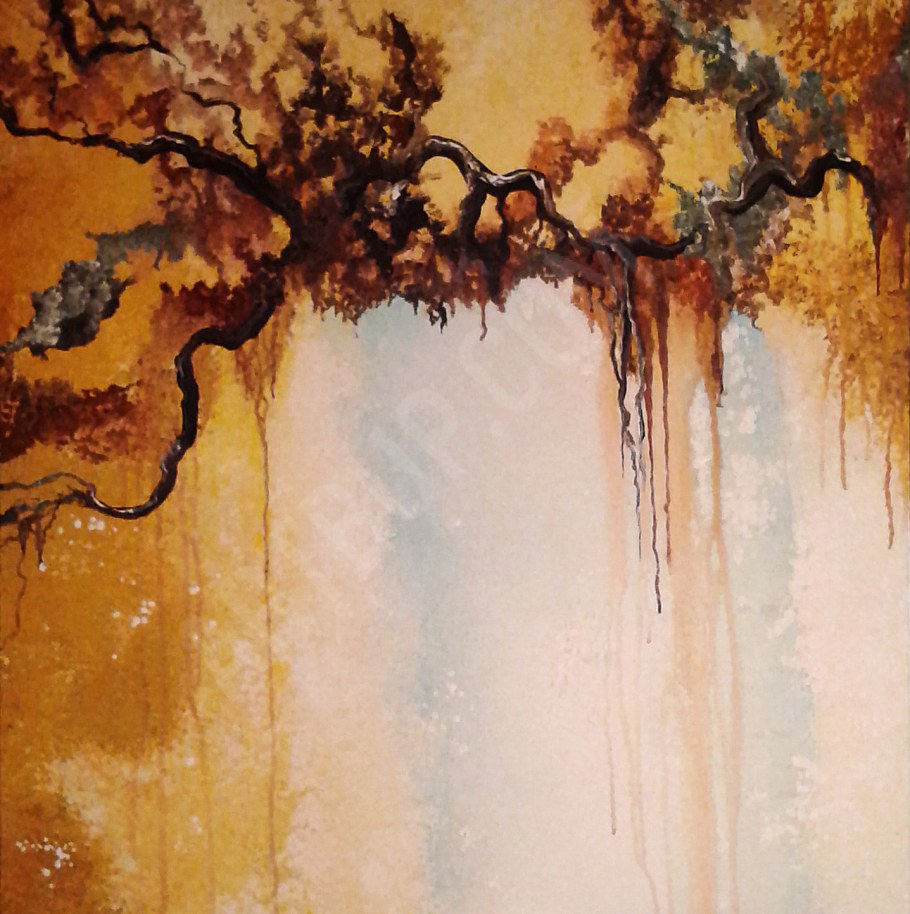 Абстрактная живопись с золотой поталью