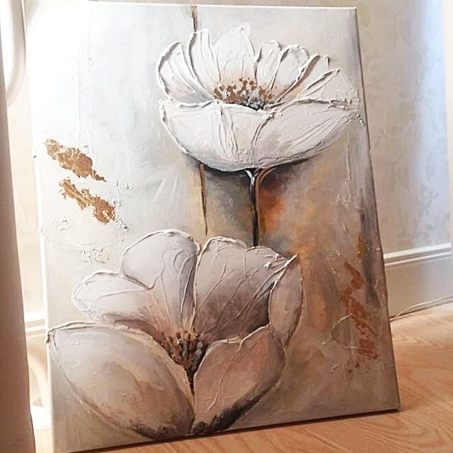 Интерьерная живопись цветы с поталью