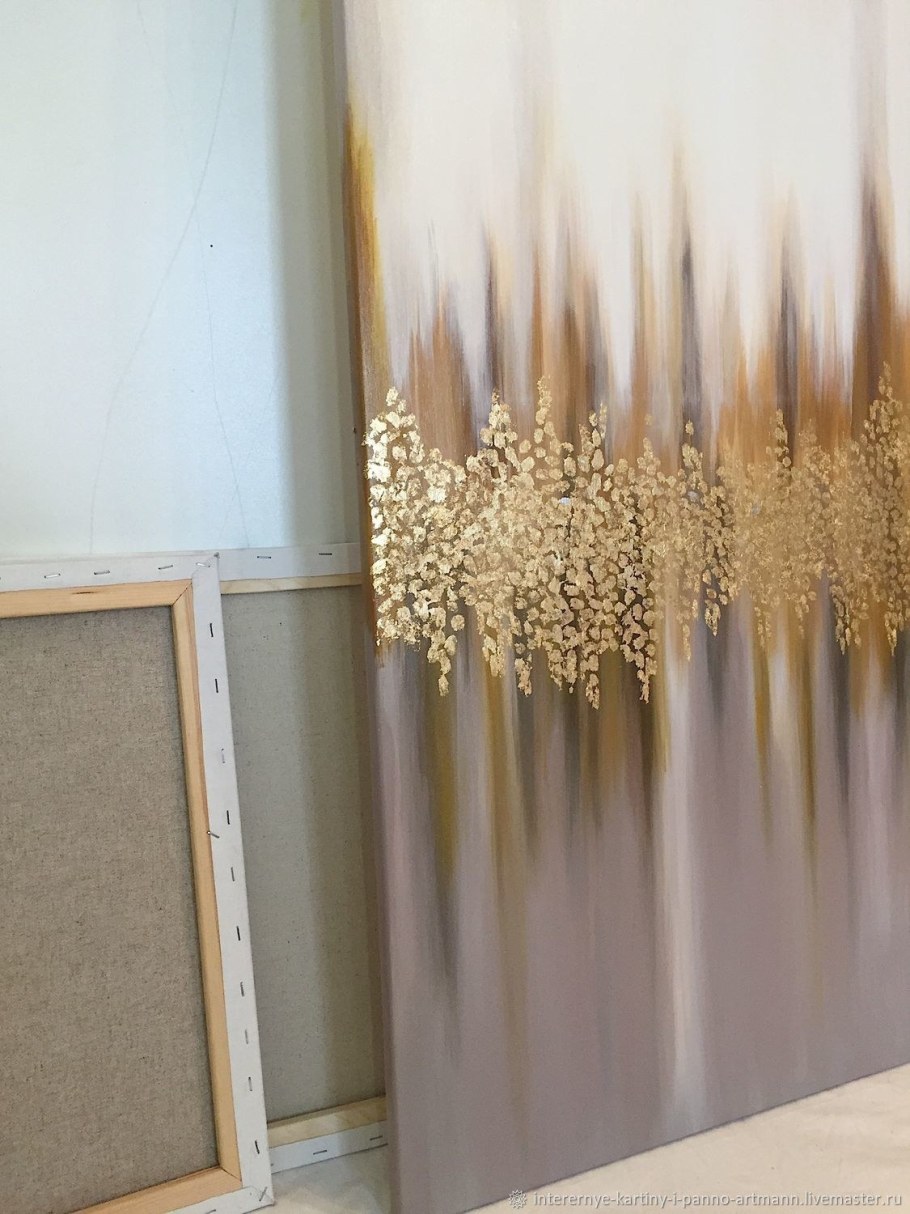 Интерьерные картины с золотой поталью